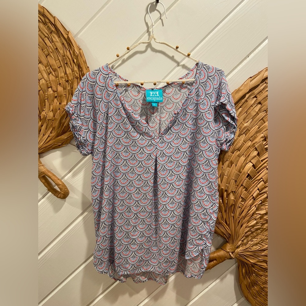 Scalloped Dot Print Escapada Top